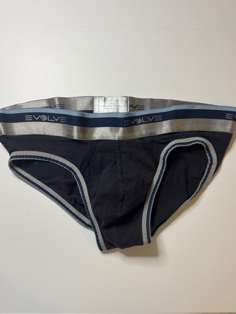 REVOLVE Men's Briefs in Navy with Silver and Light Blue Waistband